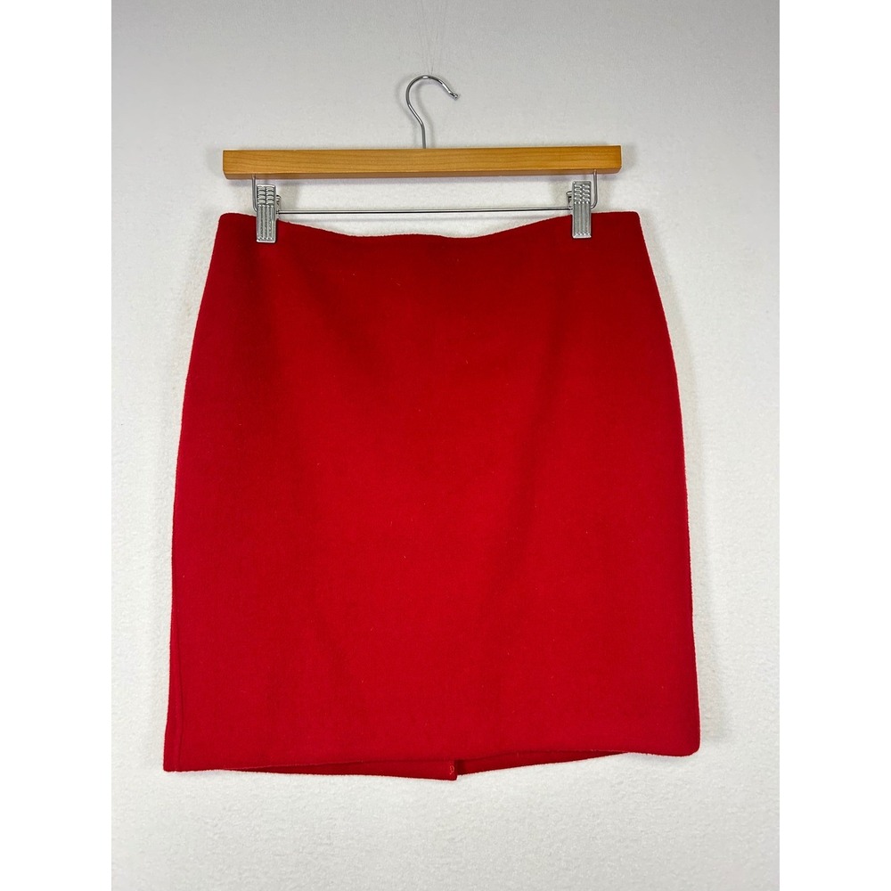 Classic Preppy Talbots Womens 6P Red Wool Blend Pencil Mini Skirt Solid Career